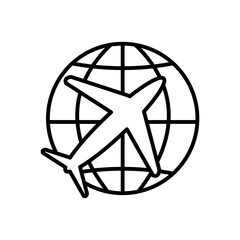 airplane and global connect sphere, line style