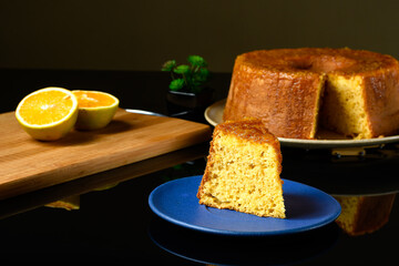 Wall Mural - .fluffy wet orange cake with orange syrup