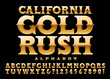 California Gold Rush is an Old-west Style Metallic Golden 3d Alphabet