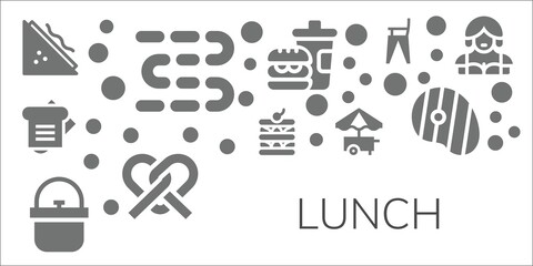 Sticker - Modern Simple Set of lunch Vector filled Icons