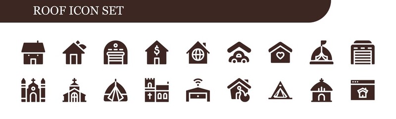 Poster - Modern Simple Set of roof Vector filled Icons