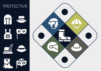 Poster - Modern Simple Set of protective Vector filled Icons