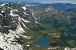 Trübsee seen from Mount Titlis in the Uri Alps in Switzerland