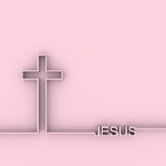 Christianity concept illustration. Cross and Jesus word. 3D rendering