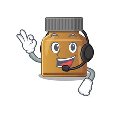 Canvas Print - A stunning bottle vitamin b mascot character concept wearing headphone