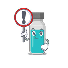 Canvas Print - A cartoon icon of medical test bottle with a exclamation sign board