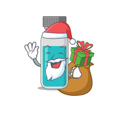 Sticker - Cartoon design of medical test bottle Santa having Christmas gift