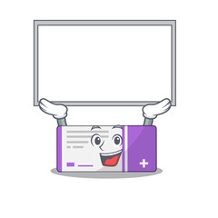 Sticker - Mascot character of medicine box rise up a white board