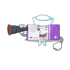 Sticker - A cartoon image design of medicine box Sailor with binocular