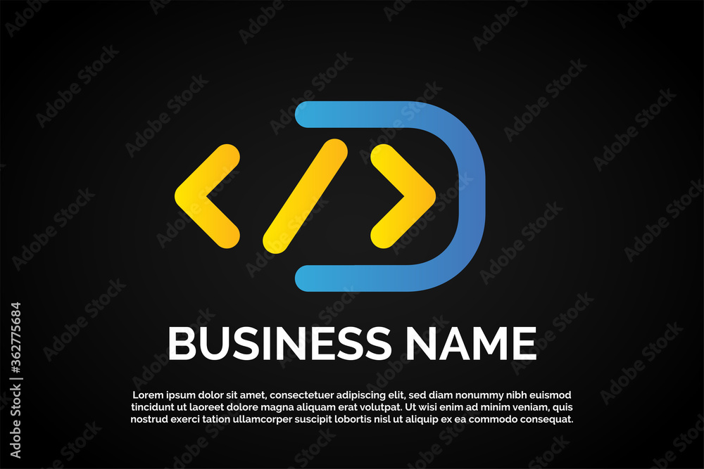 Coding Logo Template Letter d Stock Vector | Adobe Stock