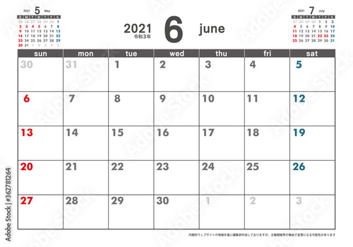 令和3年21年カレンダー素材イラストデータ 6月 3ヶ月表示 ベクターデータ Japanese Calendar Buy This Stock Vector And Explore Similar Vectors At Adobe Stock Adobe Stock