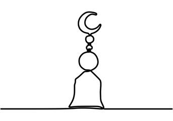 Wall Mural - Continuous drawn one line isolated symbol of the emblem of religion. Muslim moon.