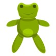 Cute green frog doll icon. Cartoon of cute green frog doll vector icon for web design isolated on white background