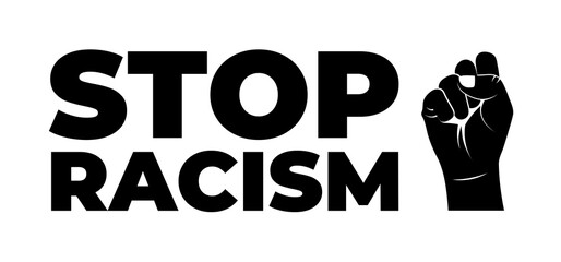 Black Lives Matter. Stop racism vector Illustration with strong black fist on white background. Protest against racism and social inequality concept. For social media, web, banner