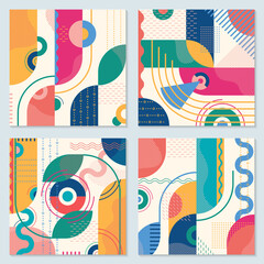 Wall Mural - abstract background set with geometric shapes. modern pattern design. template for poster, banner, c