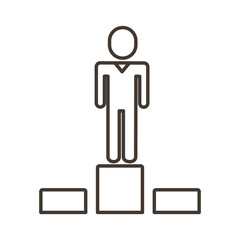 Poster - businessman figure in podium line style icon