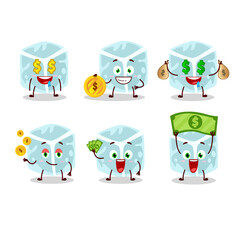 Sticker - Ice tube cartoon character with cute emoticon bring money