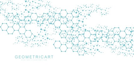 Wall Mural - hexagonal abstract background. big data visualization. global network connection. medical, technolog