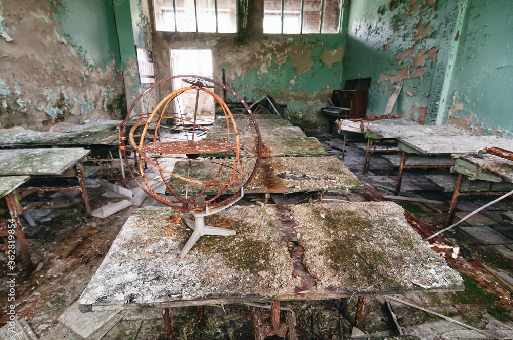 School classroom in Prypiat, Chernobyl exclusion Zone. Chernobyl ...
