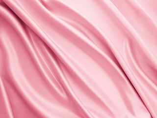 Beautiful smooth elegant wavy light pink satin silk luxury cloth fabric texture, abstract background design. Copy space