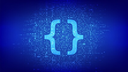Wall Mural - programming code. coding or hacker background. programming code icon made with binary code. digital 