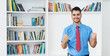 © Daniel Ernst - Cheering hispanic hipster businessman with copy space
