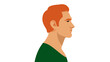 © Atlas Illustrations - Redhead Man. A young, attractive man. Portrait side view. Modern illustration of a father, brother, uncle. Red-haired Irishman, Englishman, or Scot. White background.