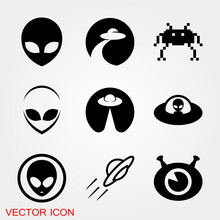 UFO Alien Saucer - Unidentified Flying Object Line Art Vector Icon