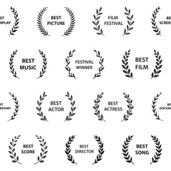 black and white film award wreaths. seamless pattern. vector illustration.