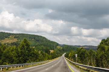 View from a moving car on a road