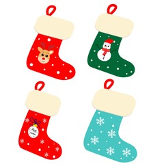 Wall Mural - Cute Christmas Socks  set vector illustration