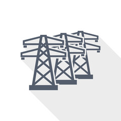 Aufkleber - Power line, energy towers flat design vector icon