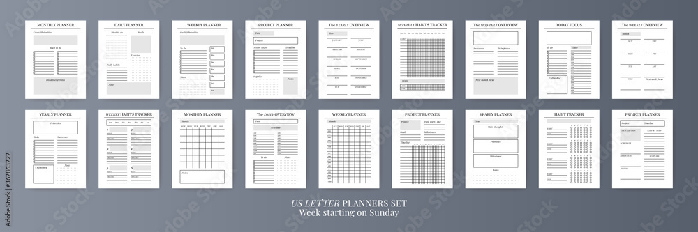 Planner sheet vector. Printable vertical notebook page - obrazy, fototapety, plakaty 