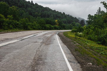 View from a moving car on a road