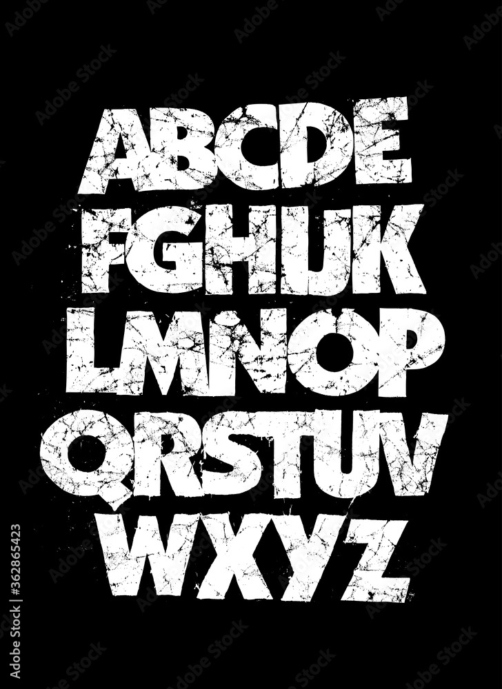 Detailed grunge dirty font. Vector alphabet