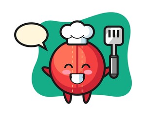 Cricket ball chef cartoon is cooking