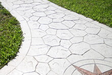 Printed Grey Concrete Path Compass
