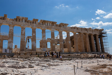 view of the pantheon of the acropolis of athens. the ruins of the Athenian pantheon