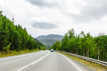 View from a moving car on a road