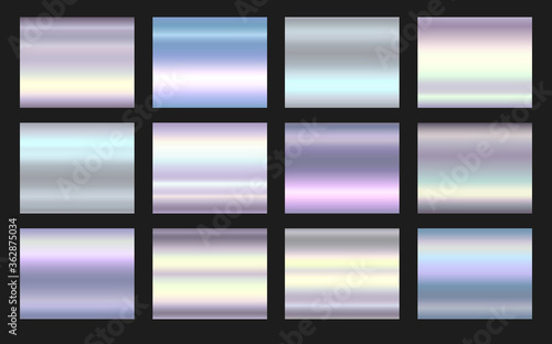 Cuadros en Lienzo Holographic, silver, bronze and golden foil texture background set