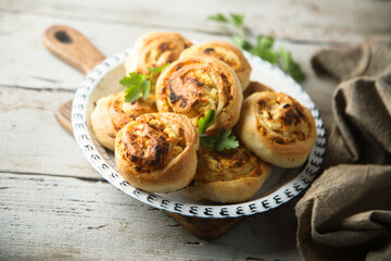 Wall Mural - Homemade cheese buns with herbs