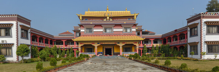 Buddhist monastery at the monastic zone of Lumbini on Nepal