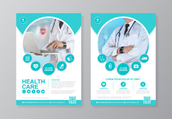 Corporate healthcare and medical cover and back page a4 flyer design template for print