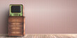 © Rawf8 - Vintage TV on a chest of drawers, house room interior background. 3d illustration