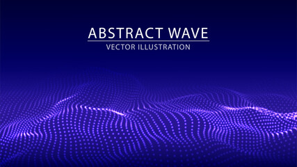 Wall Mural - vector abstract blue futuristic background. big data visualization. digital dynamic wave of particle