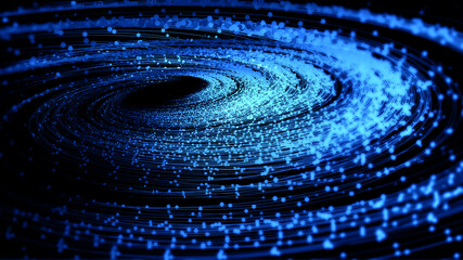 Wall Mural - dot-line particle vortex, big data, communication technology technology background.