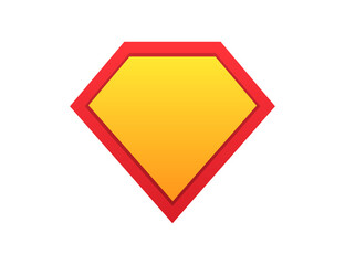 Wall Mural - Superhero shield. Comic superman symbol. Guard icon in yellow and red gradient colors. Protection emblem. Super hero template with blank space. Cartoon banner of super power. Vector EPS 10.