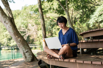 Poster - woman working at outdoor