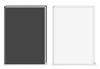 Realistic black and white books with empty covers