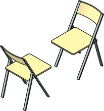 Two Folding Chairs In A Face To Face Arrangement.